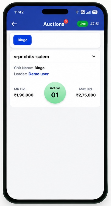 Namma Chit live auction screen